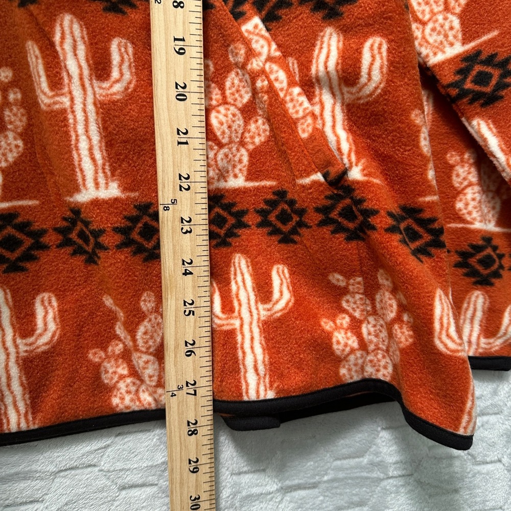 Wrangler Men Fleece Quarter Zip Pullover Cactus Southwest Aztec Orange Size M - Picture 7 of 7